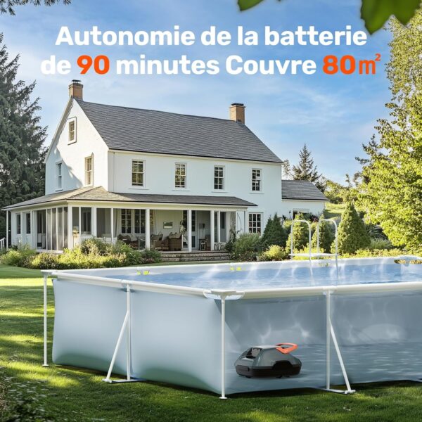 Gosvor Wireless Pool Robot, Pool Vacuum Cleaner with 90 Minute Autonomy, Automatic Cleaning with Automatic Parking Function, Compact