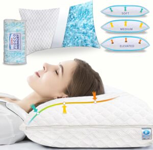 FacilCasa Oreiller a Memoire de Forme Ergonomique pour Cervicales Douloureuses Coussin Oreiller a Flocons de memoire Hauteur REGLA