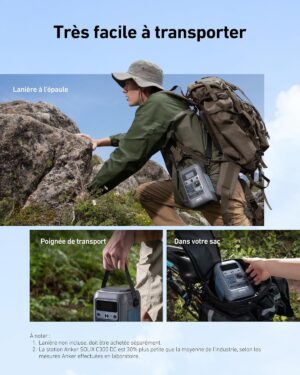 Anker SOLIX C300 DC PowerBank, Power Station, 288Wh (90,000mAh) for Multiple Devices, LiFePO4 Battery, 300W Solar Generator, Camping