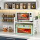 NLMWTI 2 Niveaux Extensible Etagere a Micro-Ondes Reglable, Support de Four a Micro-Ondes au Carbone, Organisateur de Rangement de C