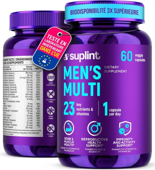 Multivitamines Homme Complement Alimentaire Complet avec Vitamine A C D E B12, Zinc et Mineraux Vitamines et Mineraux pour le Bi