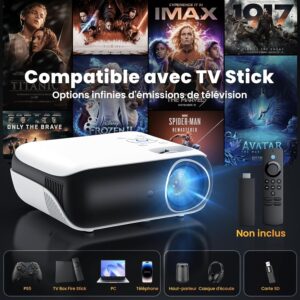 81OigOJCMJL._AC_SL1500_.jpg HOPVISON Videoprojecteur 4K Supporte, Projecteur Home Cinema 9500 lumens avec Bluetooth 5.1, Mini Retroprojecteur Natif 1080P pour E
