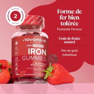 81OrXATBdaL._AC_SL1500_.jpg Gommes Fer 20 mg Fumarate Ferreux 24 mg Vitamine C Fatigue, Immunite Energie Vegetalien, Sans Sucre Sans Gluten 60 Gom