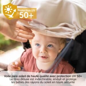 81PFSUNaHL._AC_SL1500_.jpg Zamboo Pare Soleil Poussette Universelle Bebe, Protection UV 50, Voile Pare-Soleil Landau Reglable, Canopy Flexible avec Fonction S
