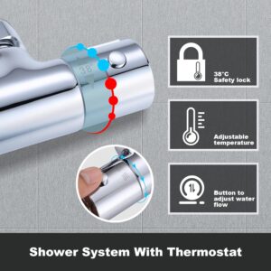 Colonne de douche thermostatique ARCORA inox 304 85-123 cm