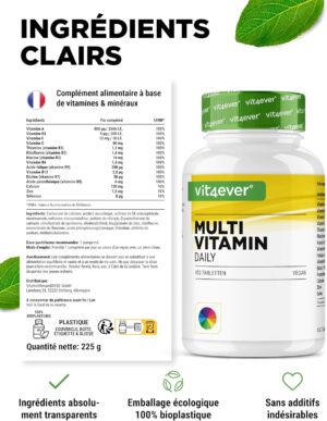 Multivitamin Daily - 450 comprimes avec formes bioactives - 15 mois de reserve - Mineraux precieux toutes les vitamines A-Z - Vega