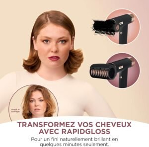 Shark SpeedStyle Seche-cheveux et Finisseur RapidGloss, pour tous types de cheveux, sechage rapide, sans dommage thermique, ionique,