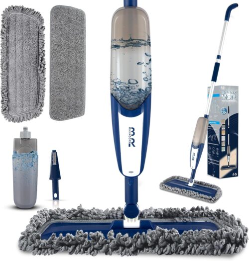 Balai pulverisateur Rotatif a 360 pour Nettoyage de Sol Multi-Surfaces Humide et Sec, poignee legere pour Cuisine, Salle de Bain,
