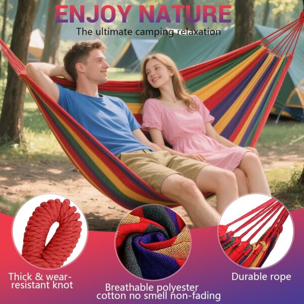 NXPZ Hamac de Camping Exterieur, Hamac Double 200x150cm, Capacite de Charge 250kg, avec Sac de Transport, Sangles en Nylon et Mousqu