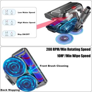 Italdos Brosse Turbo motorisee Lave-vaisselle compatible pour Dyson V7 V8 V10 V11 V15 Aspira et Lava Convient pour sol en marbre en