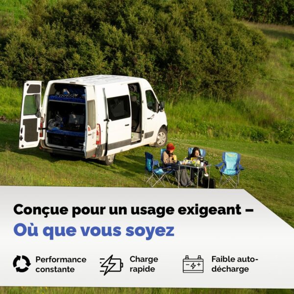 Batterie AGM 120Ah Caravan Edition Batterie Voiture 12v Solution Energetique Solaire Batterie Decharge Lente pour Camping-Car Enfant
