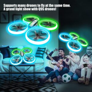 Q9s Drone Enfant,Helicoptere Telecommande avec Lumieres Bleues et Vertes et Deux Batteries,RC Quadricoptere avec Maintien d'Altitude