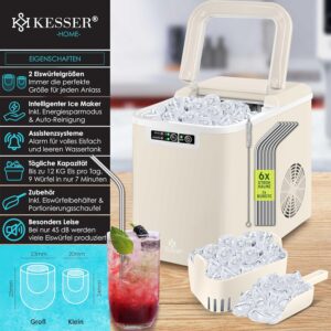 Machine à glaçons KESSER inox 12 kg/24 h, prête en 7 min