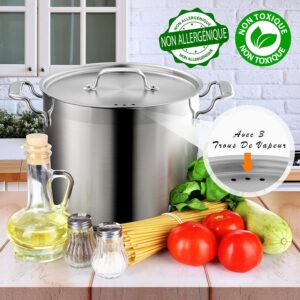 NutriChef Marmite 12 L en Acier Inoxydable - Grande Capacite pour Ragout, Soupe, Mijotage, Repartition Uniforme de la Chaleur, Compa