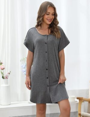 81RyVNuncoL._AC_SL1500_.jpg Chemise de Nuit Maternité iClosam Allaitement Bouton Coton