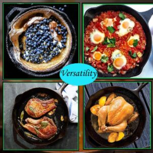 81Ryoegj-L._AC_SL1200_.jpg La Cuisine Poele en fonte 25 cm avec revetement pre-assaisonne - Ideale pour l'interieur et l'exterieur, passe au four, sans PFOA ni