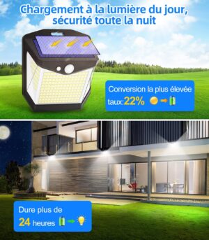 Vanranger Lampe Solaire Exterieur Detecteur Mouvement - 248 LED Lumiere Solaire Exterieur IP65 Etanche eclairage 270 Securite sans