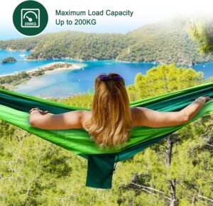 Hamac de camping parachute super léger 2 sangles d'arbre