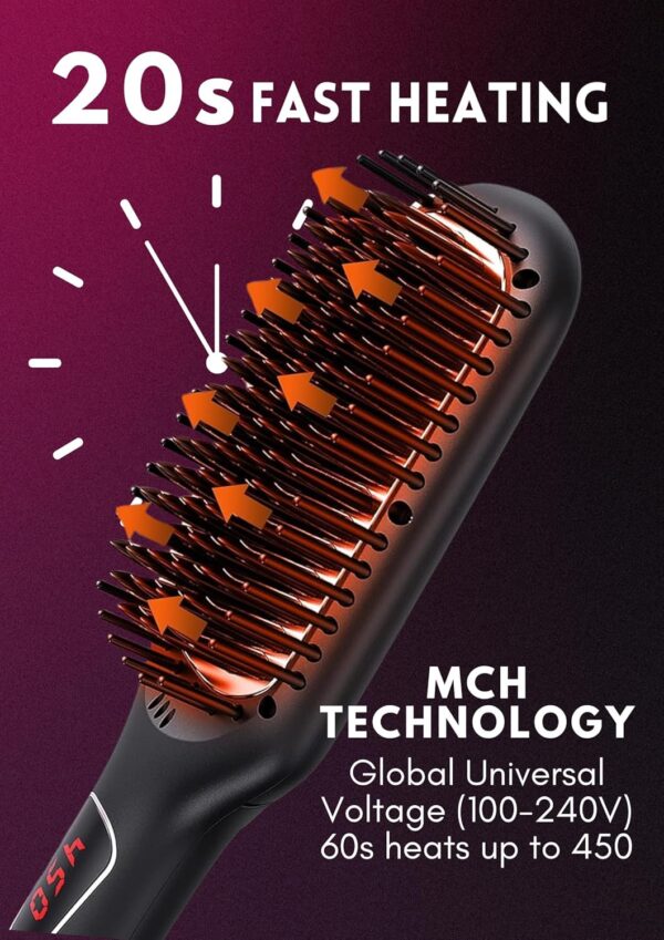 Brosse lissante ionique en ceramique MEGAWISE Pro pour salon de coiffure Technologie de chauffage rapide MCH 20 s avec arret autom