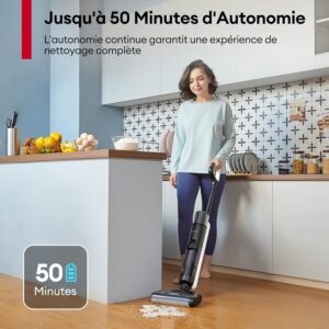 81U2NIGTJL._AC_SL1500_.jpg Aspirateur balai sans fil Ultenic 3-en-1 humide et sec 50 min
