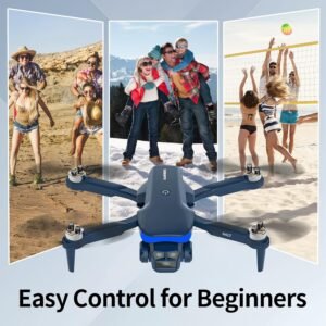 Karuisrc Drone Professionnel avec Camera Reglable electrique LED Bleue, Sans Balais Batterie Drone FPV Adulte Debutant Portee etendu