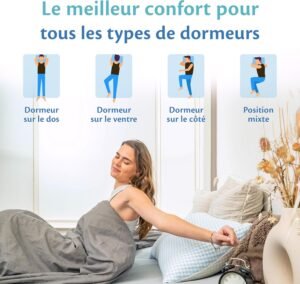 Oreiller mémoire de forme Ella 50x70 - Ergonomique