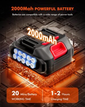 1500W Nettoyeur Haute Pression sans Fil avec 2 2000mAh Batterie, 21V Nettoyeur Haute Pression Portable avec 2 Buses (0,40), 5m T