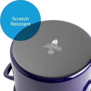 BK Indigo Marmite Allemande Emaillee Heritage Neerlandaise en Revetement Antiadhesif en Ceramique sans PFAS avec Couvercle, 24 cm8.