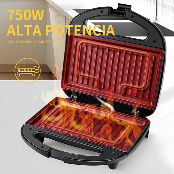 YASHE Grill Panini, 750W Appareil Panini avec Plaques Anti-adhesif, Appareil Croque Monsieur, Temperature Automatique, Indicateur LE