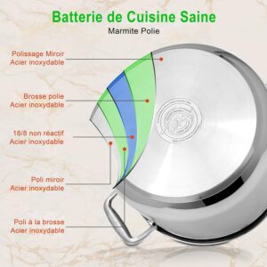 Nutrichef Marmite en Acier Inoxydable-11 Litres-Marmite Inox-Acier Inoxydable de Qualite Alimentaire-Induction Lourde-Faitout-Grande
