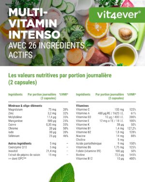 Multivitamines A-Z, 365 gélules, 26 bioactives, haute dose