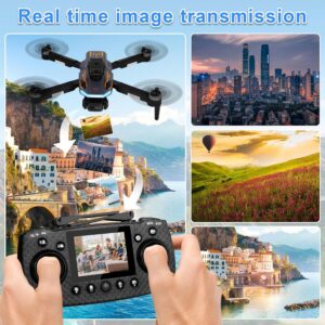 Drone avec camera, Moteur sans balais FPV Drone avec ecran 2.4 inch adulte, Auto-Hover, Controle gestuel, 32GB SD Card with Card Rea