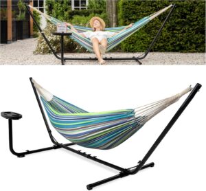 Hamac sur pied Vita5 2 pers toile coton, support solide
