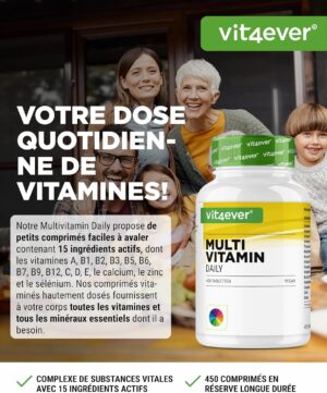 Multivitamin Daily - 450 comprimes avec formes bioactives - 15 mois de reserve - Mineraux precieux toutes les vitamines A-Z - Vega