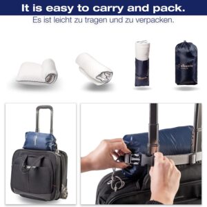 alkamto Oreiller de voyage ergonomique en mousse a memoire de forme avec coussin thermoregulateur - Sac de transport etanche inclus