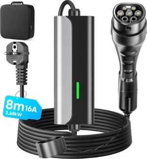 Chargeur voiture électrique Type 2 8 m 3,68 kW 16A LED