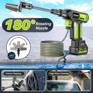 81YX00Yd4XL._AC_SL1500_.jpg highsam Pressure Washer Nettoyeur haute pression sans fil 4 vitesses max. 120 bar avec 2 batteries 4,0 Ah, buse rotative 6 en 1 et 1