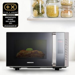 MEDION Micro-onde 3en1 avec gril et air chaud combine (23L, 800W, 1200 W grilair chaud, 10 programmes automatiques, 5 niveaux de pu
