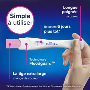 Test de grossesse Clearblue – Détection précoce 10 mUI, 6 jours avant règles