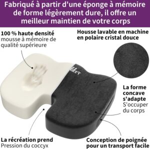 Coussin coccyx Radikor en mousse à mémoire antidérapant