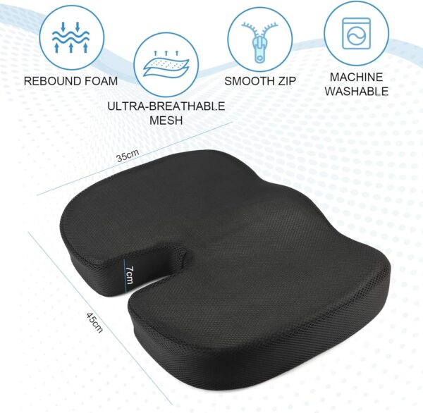 Coussin Coccyx,Coussin Ergonomique Assise, Coussin Chaise Bureau, Mousse a Memoire de Forme, pour Siege Voiture Auto Conducteur Faut