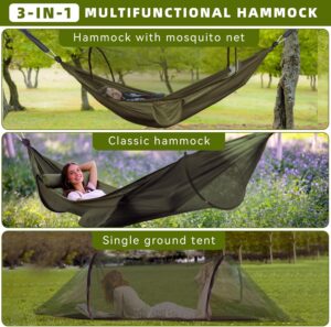 USHOP Hamac de Camping,Hamac d'exterieur avec moustiquaire,Hamacs de Voyage Ultra-Leger 260 140 cm,Nylon de Parachute Respirant a