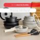 BERGNER Batterie de cuisine avec poignee amovible 2 poeles, 2 casseroles, 1 sauteuse, 2 couvercles et 2 ustensiles - En fonte d'alum