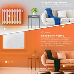 Chauffage infrarouge KESSER panneau mural 425W pieds inclus