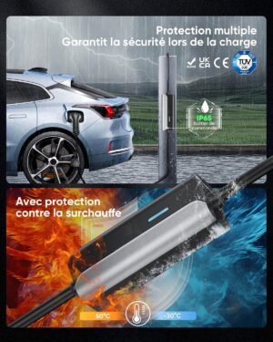 Chargeur voiture électrique Type 2 8 m 3,68 kW 16A LED