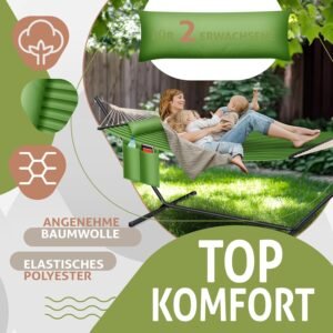 Hamac double KESSER avec support et coussin - 200 kg