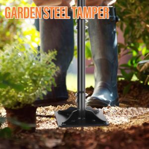 Garden tamper 45-inch steel handle durable soil compactor