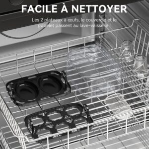 YASHE Cuiseur a œufs, cuisinier d'œufs compact de 400 W, 6 œufs faciles a peler, oeufs mollets, oeufs moyens, oeufs durs, Poacher, f