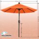 ABCCANOPY Parasol de terrasse de 2,7 m Parasol de table impermeable avec bouton-poussoir d'inclinaison et manivelle, 8 baleines, p