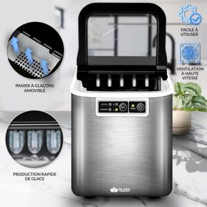 81bQj0sG9AL._SL1500_.jpg Machine à glaçons tillvex inox 12 kg/24h, nettoyage auto
